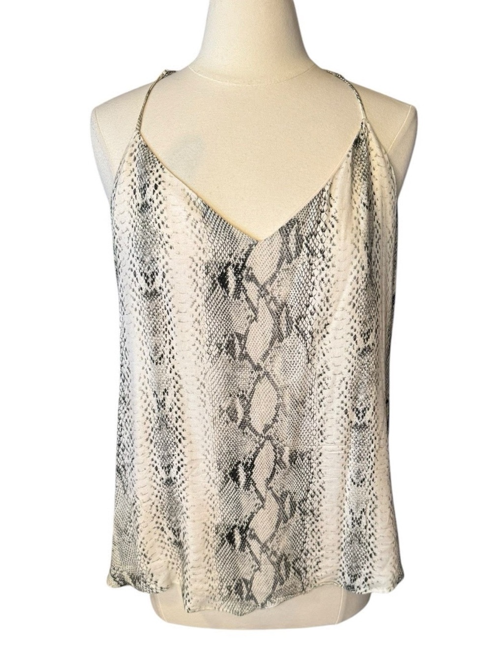 Snake-Print V-Neck Cami Tank Top - Neutral